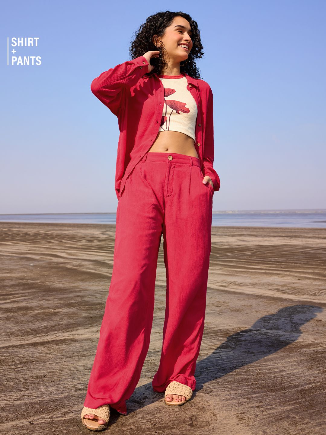 Sally Plaid Set- Hot Pink
